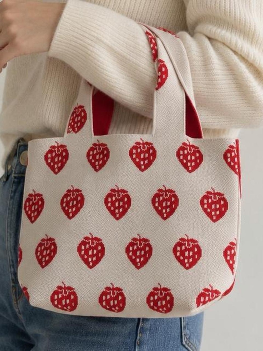Strawberry Fields Knit Tote Bag - Picture 2 of 5